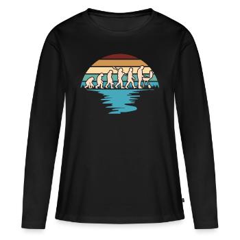 Grill Evolution Shirt - Neanderthals to Grillmei - Women's Premium Organic Long Sleeve Shirt - black - Front - Julia (174cm)