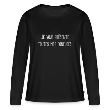 citation film Père Noel ordure humour - T-shirt manches longues Premium bio Femme - noir - Devant - Julia (174cm)