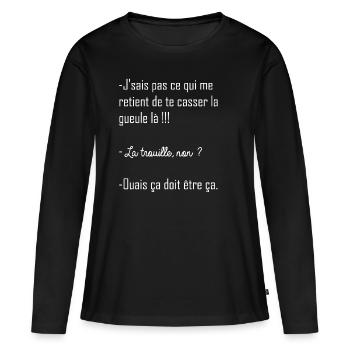 Dialogue drôle les bronzés font du ski humour - T-shirt manches longues Premium bio Femme - noir - Devant - Julia (174cm)