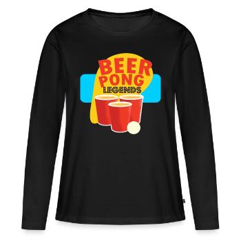 Bière-pong - T-shirt manches longues Premium bio Femme - noir - Devant - Julia (174cm)