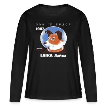 Chien de l'espace, LAIKA, cadeau de voyage spatial de 1957, espace - T-shirt manches longues Premium bio Femme - noir - Devant - Julia (174cm)