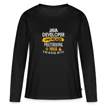 Java Developer Funny T-Shirt Ninja Job Title Tee - Women's Premium Organic Long Sleeve Shirt - black - Front - Julia (174cm)