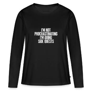 Nerdiges Hemd, nicht aufschieben Nebenquests - Frauen Premium Bio Langarmshirt - Schwarz - Vorne - Julia (174cm)