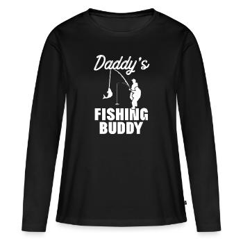 Daddies Fishing Buddy - Angler - Frauen Premium Bio Langarmshirt - Schwarz - Vorne - Julia (174cm)