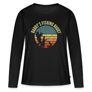 Daddies Fishing Buddy - Angler - Frauen Premium Bio Langarmshirt - Schwarz - Vorne - Julia (174cm)