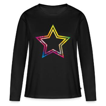 symbole coloré étoile - T-shirt manches longues Premium bio Femme - noir - Devant - Julia (174cm)