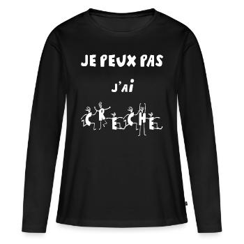 je peux pas j'ai creche - T-shirt manches longues Premium bio Femme - noir - Devant - Julia (174cm)