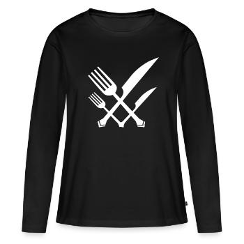 FORK AND KNIFE - Women's Premium Organic Long Sleeve Shirt - black - Front - Julia (174cm)