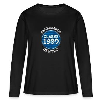 Bergamasco in der Tee-Klasse 1980 Bergamo T-Shirt - Frauen Premium Bio Langarmshirt - Schwarz - Vorne - Julia (174cm)