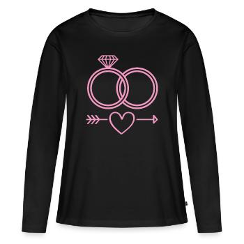 Anneaux de mariage symbole icône anneaux - T-shirt manches longues Premium bio Femme - noir - Devant - Julia (174cm)