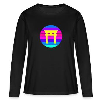 Torii Japanisches Tor Shinto Geschenk tor - Frauen Premium Bio Langarmshirt - Schwarz - Vorne - Julia (174cm)