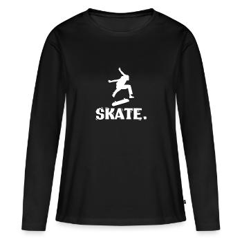 Kickflip Skater Skate Design Blanc - T-shirt manches longues Premium bio Femme - noir - Devant - Julia (174cm)