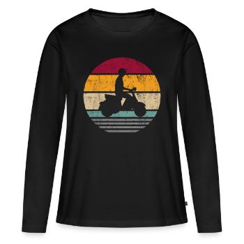 Motorroller Elektroroller Rollerfahrer Retro - Frauen Premium Bio Langarmshirt - Schwarz - Vorne - Julia (174cm)