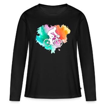 Vélo vélo vélo vélo vélo - T-shirt manches longues Premium bio Femme - noir - Devant - Julia (174cm)