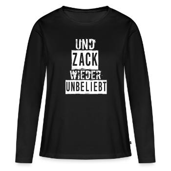 UND ZACK WIEDER UNBELIEBT - Frauen Premium Bio Langarmshirt - Schwarz - Vorne - Julia (174cm)