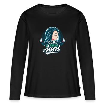 C’est la tante cool ! - T-shirt manches longues Premium bio Femme - noir - Devant - Julia (174cm)