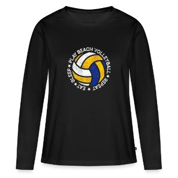 Beach Volleyball Tee Volley Ball Passion - T-shirt manches longues Premium bio Femme - noir - Devant - Julia (174cm)