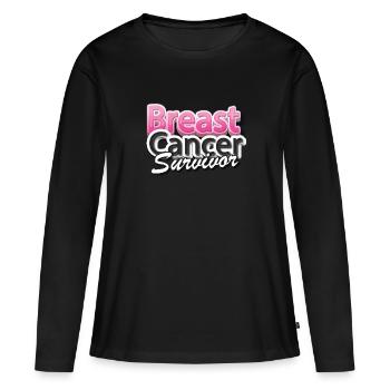 Cancer du sein survivant - T-shirt manches longues Premium bio Femme - noir - Devant - Julia (174cm)