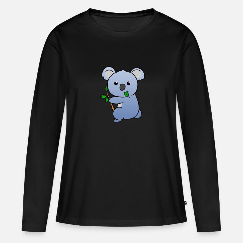 Koala - Frauen Premium Bio Langarmshirt - Schwarz