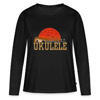 Ukulele Gitarre instrument Musik Geschenk - Frauen Premium Bio Langarmshirt - Schwarz - Vorne - Julia (174cm)
