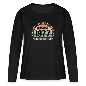 Born in august 1977 - Women's Premium Organic Long Sleeve Shirt - black - Front - Julia (174cm)
