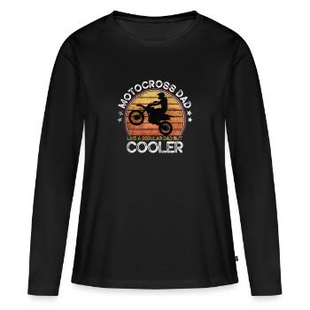 Motocross Dad Birt Fahrrad Vater T-Shirt - Frauen Premium Bio Langarmshirt - Schwarz - Vorne - Julia (174cm)