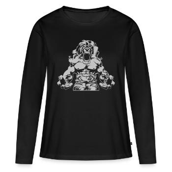 Lion Beast Fitness Muscle - T-shirt manches longues Premium bio Femme - noir - Devant - Julia (174cm)