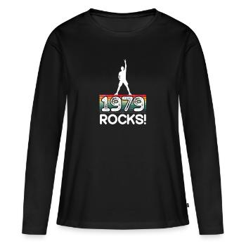 1979 rocks! Born in 1979 Birthday '79 - Women's Premium Organic Long Sleeve Shirt - black - Front - Julia (174cm)