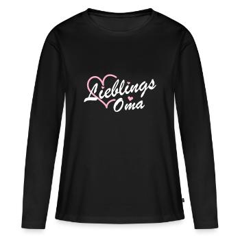 Lieblings Oma Herz Pink Geschenk für Muttertag - Frauen Premium Bio Langarmshirt - Schwarz - Vorne - Julia (174cm)