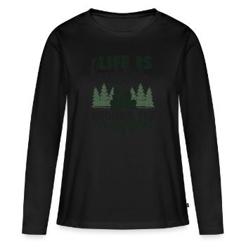 Life is better around the campfire - Frauen Premium Bio Langarmshirt - Schwarz - Vorne - Julia (174cm)