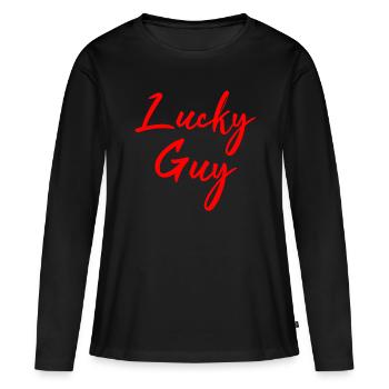 Un mec chanceux - T-shirt manches longues Premium bio Femme - noir - Devant - Julia (174cm)
