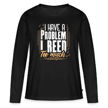 Oboe Holzblasinstrument - Frauen Premium Bio Langarmshirt - Schwarz - Vorne - Julia (174cm)