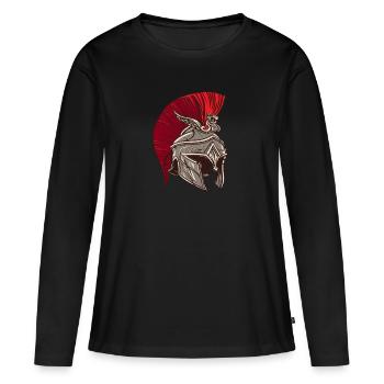 Casque de légionnaire romain, chemise Sparta guerrier romain - T-shirt manches longues Premium bio Femme - noir - Devant - Julia (174cm)