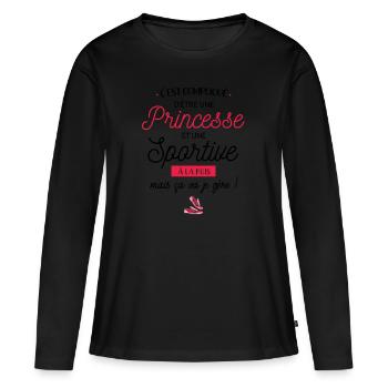 Princesse - Sportive - T-shirt manches longues Premium bio Femme - noir - Devant - Julia (174cm)