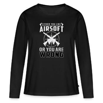 Airsoft Softair Gotcha Paintball Team Idée cadeau - T-shirt manches longues Premium bio Femme - noir - Devant - Julia (174cm)