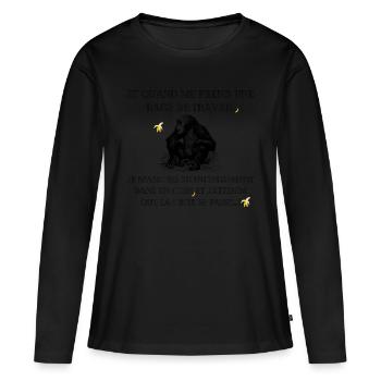 Rage de travail Cadeau humour - T-shirt manches longues Premium bio Femme - noir - Devant - Julia (174cm)