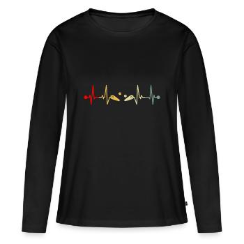 Flipper flipper battement de coeur rétro - T-shirt manches longues Premium bio Femme - noir - Devant - Julia (174cm)