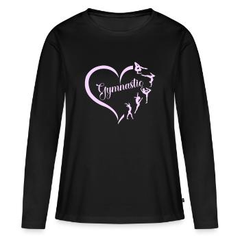 Gymnastik Bodenturnen Herz Übung Pink für Mädchen - Frauen Premium Bio Langarmshirt - Schwarz - Vorne - Julia (174cm)