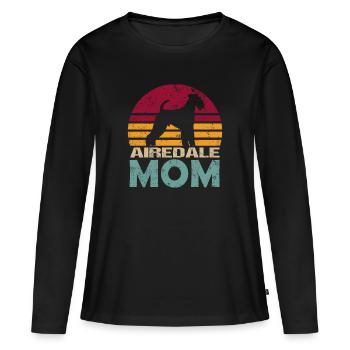 Airedale Terrier Mom Retro Grunge pour maman - T-shirt manches longues Premium bio Femme - noir - Devant - Julia (174cm)