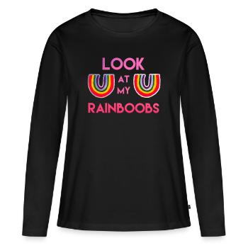 Lustige Regenbogen Brüste Titten Brust Geschenk - Frauen Premium Bio Langarmshirt - Schwarz - Vorne - Julia (174cm)