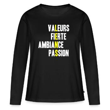 Valeurs Lens - T-shirt manches longues Premium bio Femme - noir - Devant - Julia (174cm)
