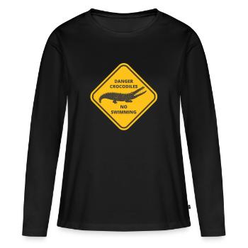 Danger de crocodile - T-shirt manches longues Premium bio Femme - noir - Devant - Julia (174cm)