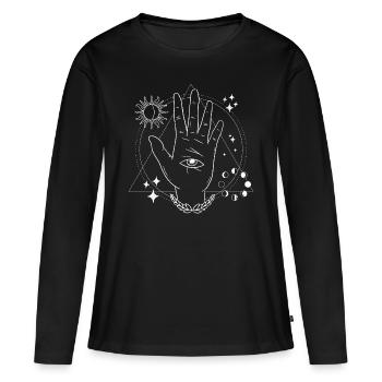 mystisches design, drittes auge - Frauen Premium Bio Langarmshirt - Schwarz - Vorne - Julia (174cm)