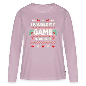Gamer Gaming Cadeau pc - T-shirt manches longues Premium bio Femme - rose poudré - Devant - Julia (174cm)