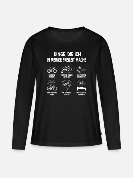Fahrrad Dinge die ich in meiner Freizeit mache - Frauen Premium Bio Langarmshirt - Schwarz