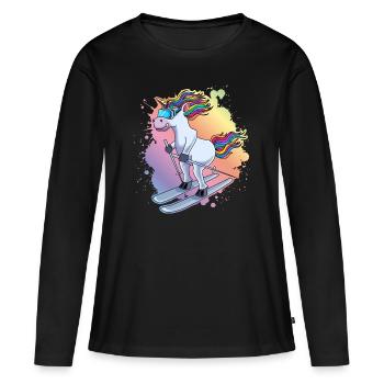 Piste de ski Einhorn Bunt Klecks - T-shirt manches longues Premium bio Femme - noir - Devant - Julia (174cm)