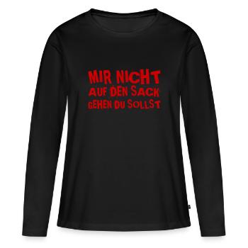 nerv mich nicht - Frauen Premium Bio Langarmshirt - Schwarz - Vorne - Julia (174cm)
