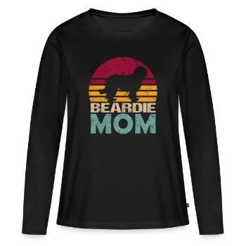 Bearded Collie Beardie Mama Retro for Mum - Women's Premium Organic Long Sleeve Shirt - black - Front - Julia (174cm)