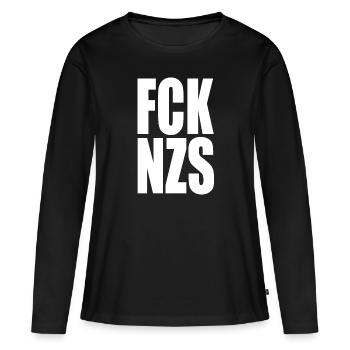 FCKNZS White - Frauen Premium Bio Langarmshirt - Schwarz - Vorne - Julia (174cm)