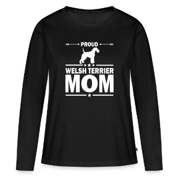 Welsh Terrier Mom Mama Spruch für Frauchen - Frauen Premium Bio Langarmshirt - Schwarz - Vorne - Julia (174cm)